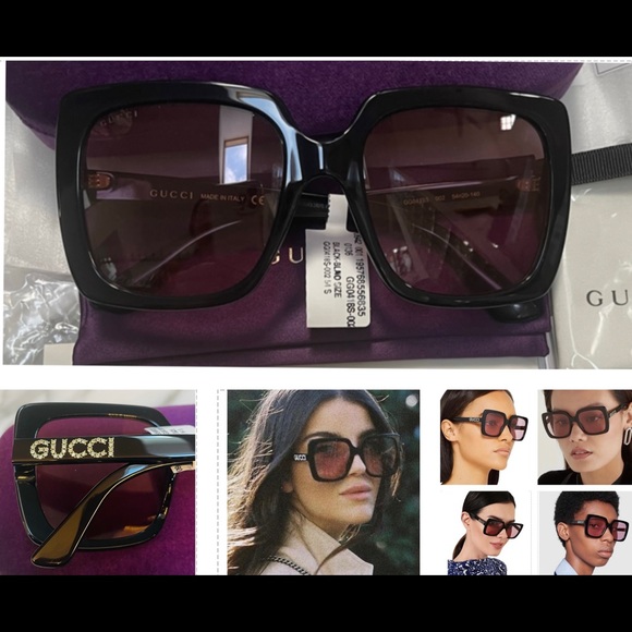 GUCCI CLASSIC BLACK RHINESTONE GUCCI ON TEMPLES SUNGLASSES , SEEN ON CELEBS - Picture 8 of 16